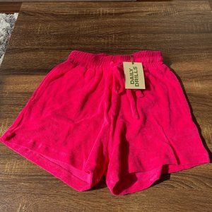 Terry cloth hot pink shorts